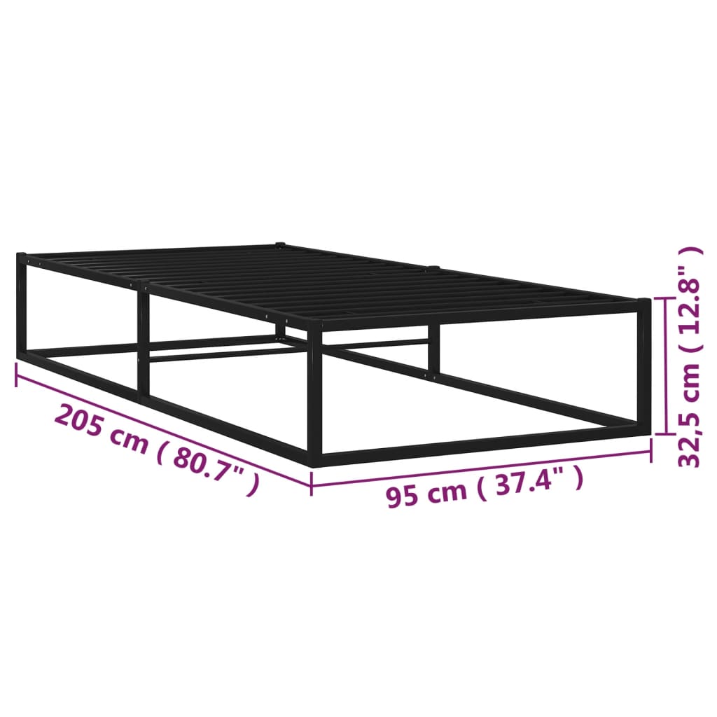 Bed Frame | Black | Powder-coated metal | Single | Durable | Bed Frame