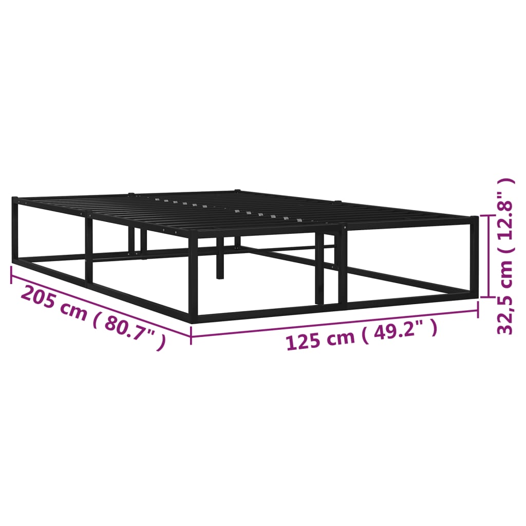 Bed Frame | Black | Metal | 120x200 cm | Bed Frame | Rectangular | Modern