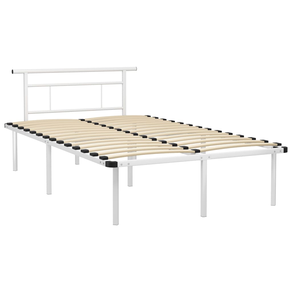 Bed Frame | White | Powder-coated metal, plywood | Double |  Durable