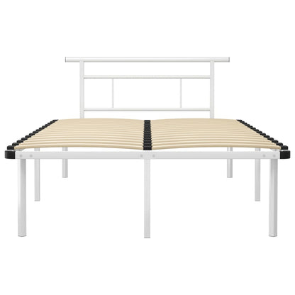 Bed Frame | White | Powder-coated metal, plywood | Double |  Durable