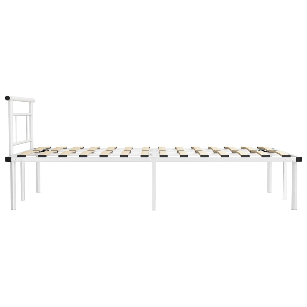 Bed Frame | White | Powder-coated metal, plywood | Double |  Durable