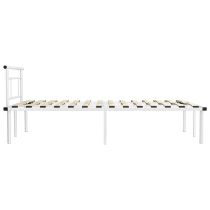 Bed Frame | White | Powder-coated metal, plywood | Double |  Durable