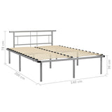 Bed Frame Grey Metal 140x200 cm