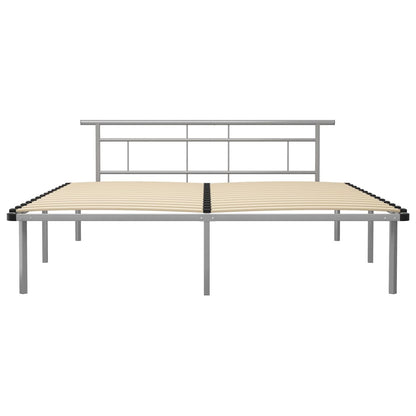 Bed Frame | Grey | Metal, Plywood | 200x200 cm | Modern | Bed Frame