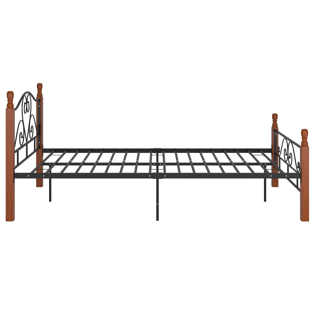 Bed Frame | Black and natural oak | Powder-coated metal, solid oak wood