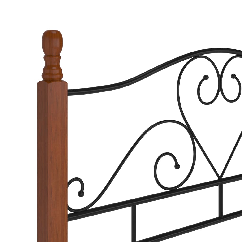 Bed Frame | Black and natural oak | Powder-coated metal, solid oak wood