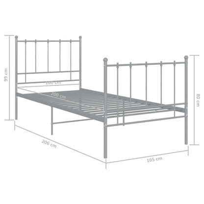 Bed Frame | Grey | Powder-coated metal | Single | Durable