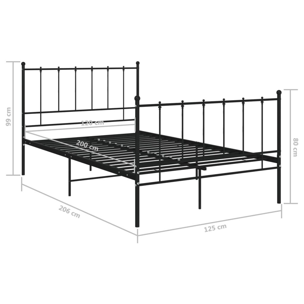 Bed Frame | Black | Powder-coated metal | Double | Durable | Bed Frame