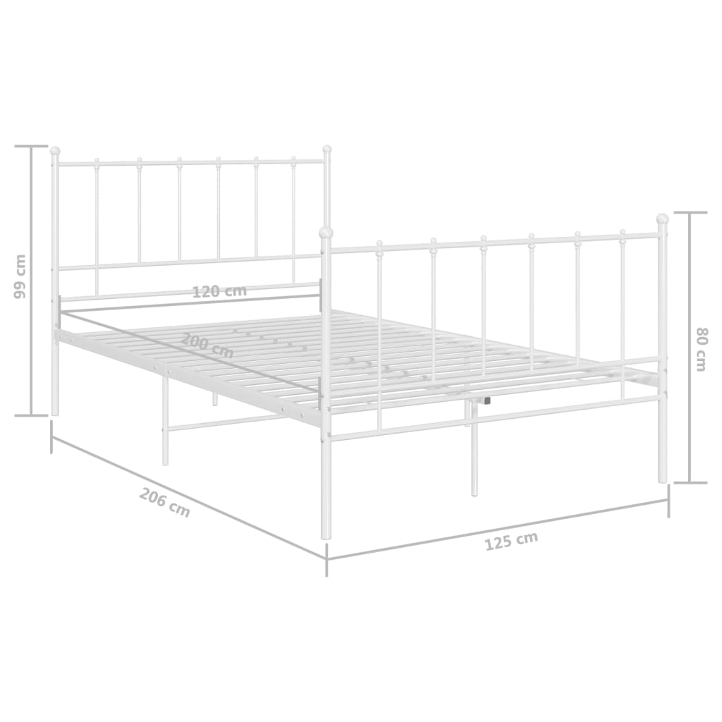 Bed Frame | White | Powder-coated metal | 120x200 cm | Durable