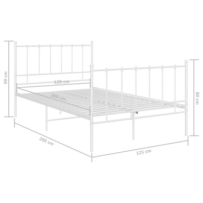 Bed Frame | White | Powder-coated metal | 120x200 cm | Durable