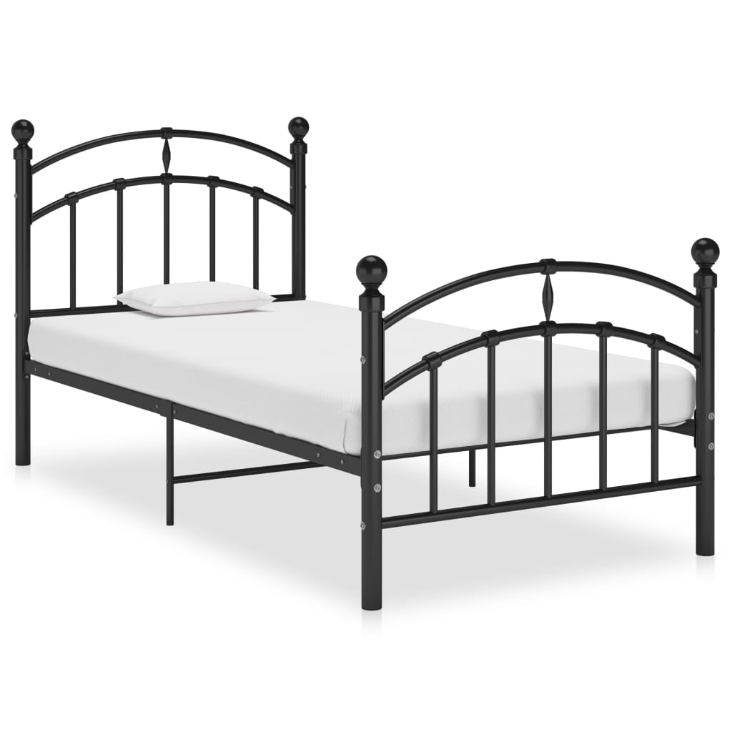 Bed Frame | Black | Powder-coated metal | 100x200 cm | Tough | Bed Frame