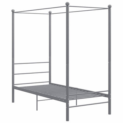 Canopy Bed Frame without Mattress Grey Metal 90x200 cm