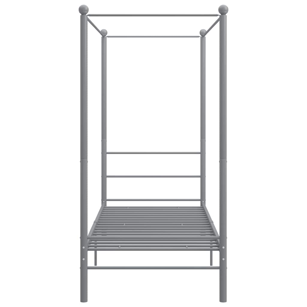 Canopy Bed Frame without Mattress Grey Metal 90x200 cm