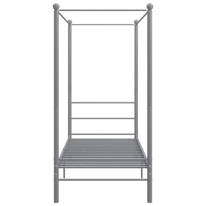 Canopy Bed Frame without Mattress Grey Metal 90x200 cm