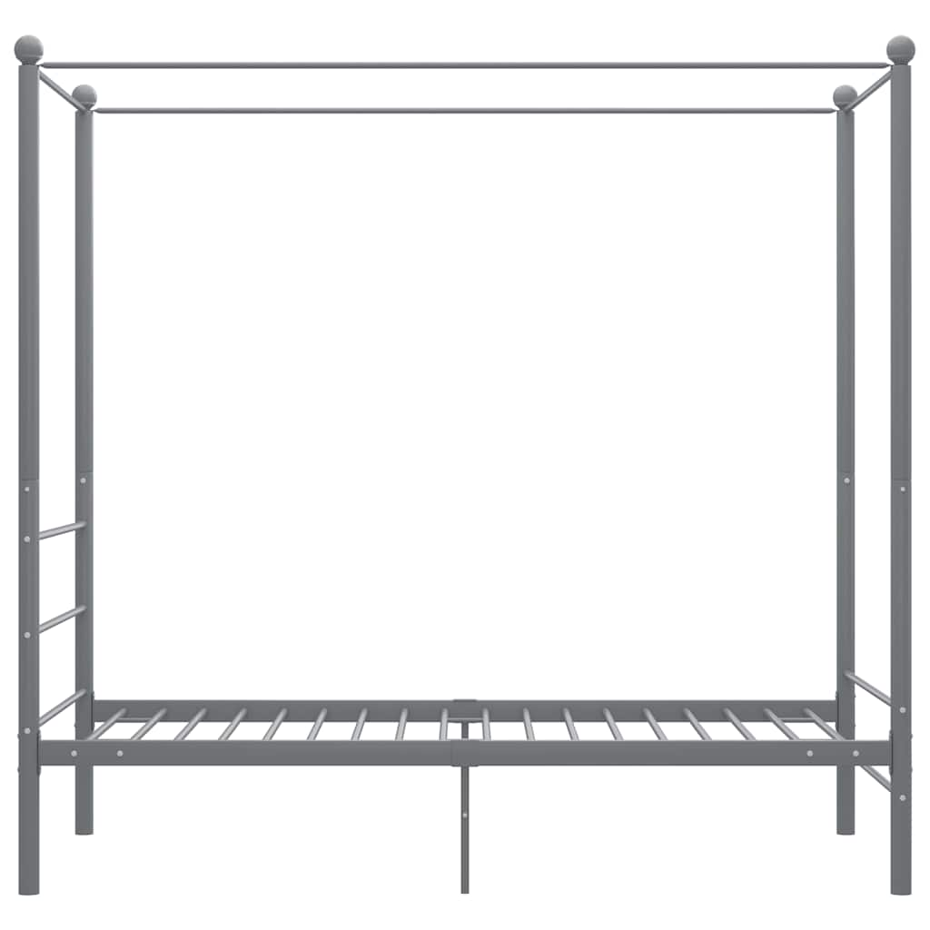 Canopy Bed Frame without Mattress Grey Metal 90x200 cm