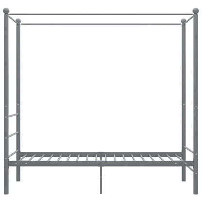 Canopy Bed Frame without Mattress Grey Metal 90x200 cm
