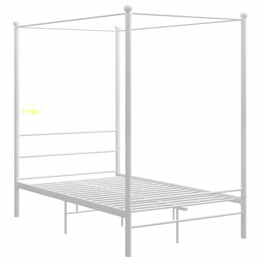Bed Frame with Canopy without Mattress White 140x200 cm Metal
