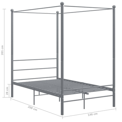 Bed Frame | Grey | Powder-coated metal | 140x200 cm | Bed Frame