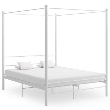 Bed Frame | White | Powder-coated metal | Double | Sturdy | Bed Frame