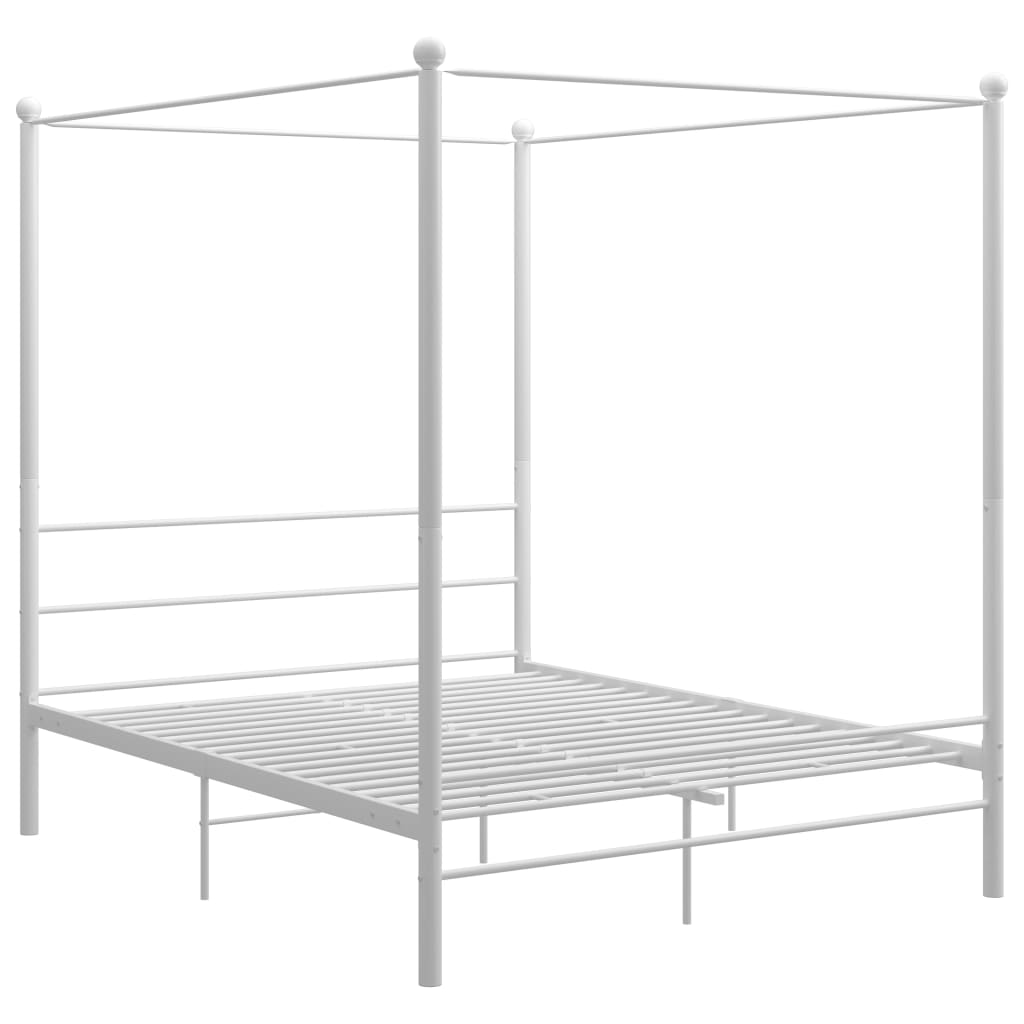 Bed Frame | White | Powder-coated metal | Double | Sturdy | Bed Frame