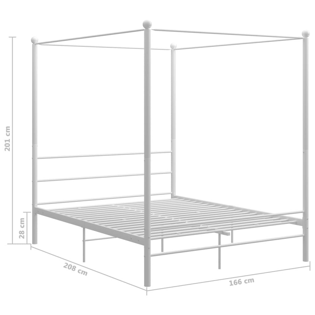 Bed Frame | White | Powder-coated metal | Double | Sturdy | Bed Frame