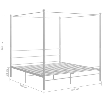 Bed Frame | White | Powder-coated metal | 200x200 cm | Durable