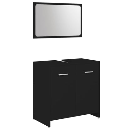 4 Piece Bathroom Furniture Set Black Engineered Wood