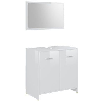 4 Piece Bathroom Furniture Set High Gloss White Engineered Wood