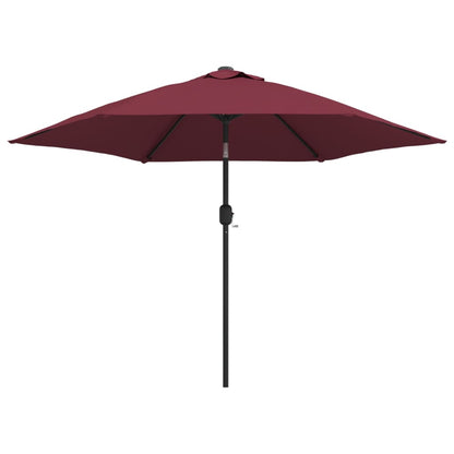 Garden Parasol with LED Lights and Steel Pole 300 cm Bordeaux Red