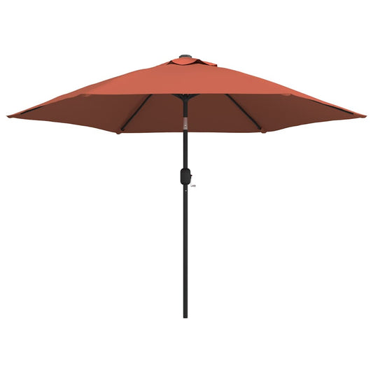 Garden Parasol with LED Lights and Steel Pole 300 cm Terracotta