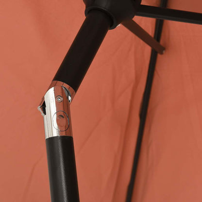 Garden Parasol with LED Lights and Steel Pole 300 cm Terracotta