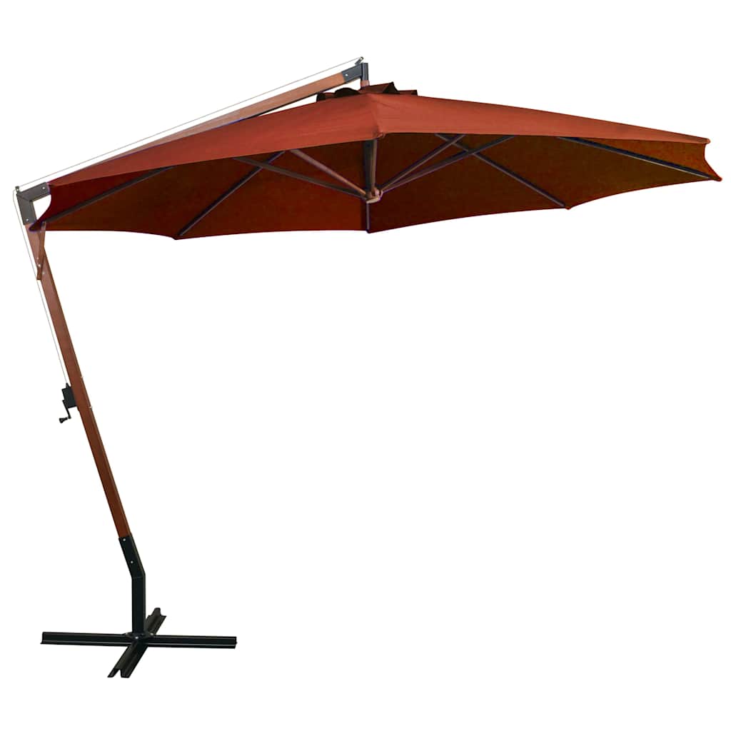 Hanging Garden Parasol with Pole Terracotta 3,5x2,9 m Solid Fir Wood