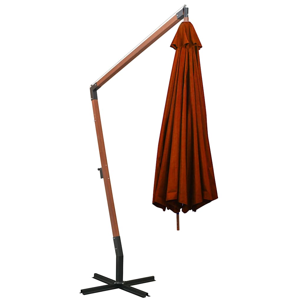 Hanging Garden Parasol with Pole Terracotta 3,5x2,9 m Solid Fir Wood