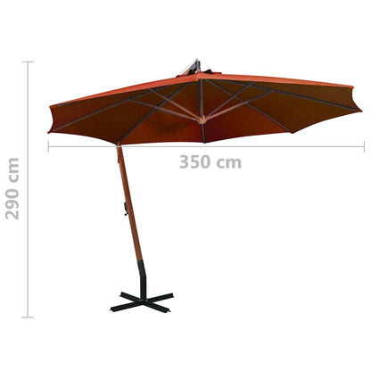 Hanging Garden Parasol with Pole Terracotta 3,5x2,9 m Solid Fir Wood