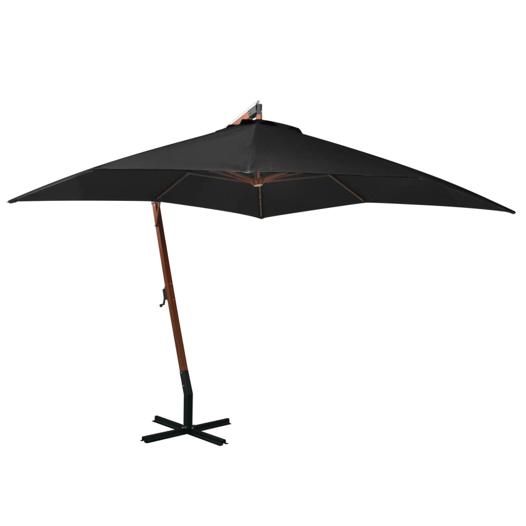 Hanging Garden Parasol | Black | Fir Wood | Large | Adjustable Armrests