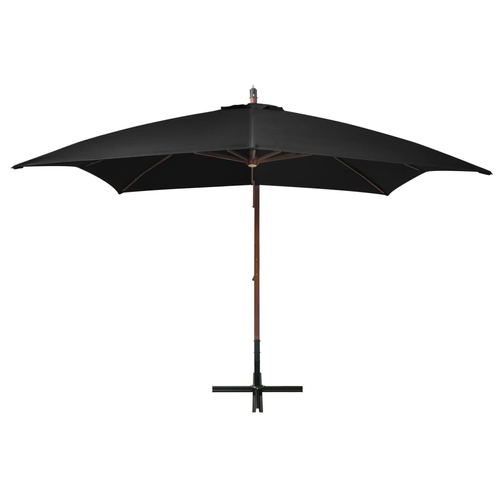 Hanging Garden Parasol | Black | Fir Wood | Large | Adjustable Armrests