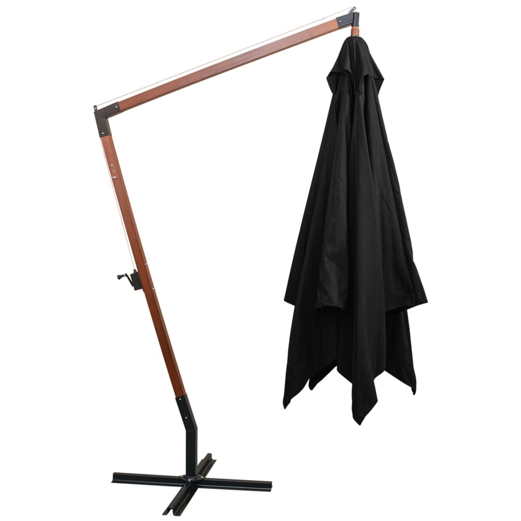 Hanging Garden Parasol | Black | Fir Wood | Large | Adjustable Armrests