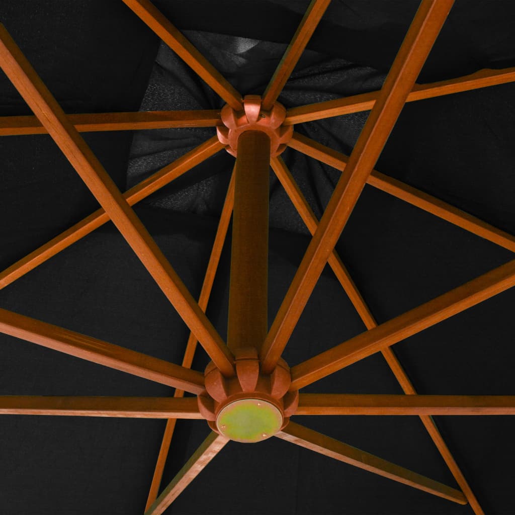 Hanging Garden Parasol | Black | Fir Wood | Large | Adjustable Armrests