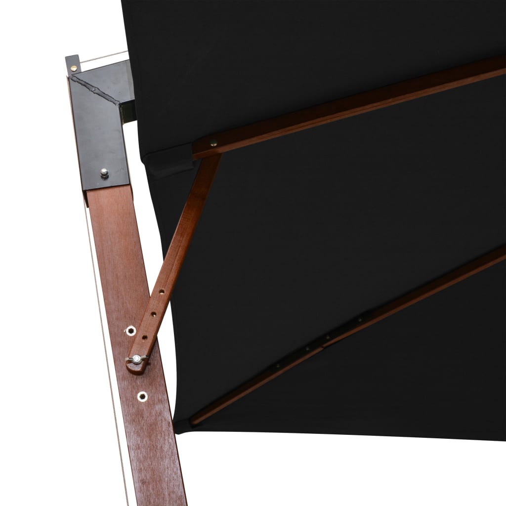 Hanging Garden Parasol | Black | Fir Wood | Large | Adjustable Armrests