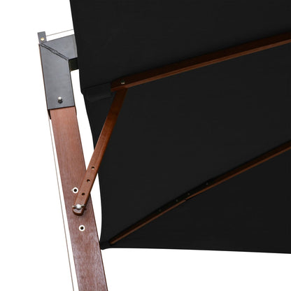 Hanging Garden Parasol | Black | Fir Wood | Large | Adjustable Armrests