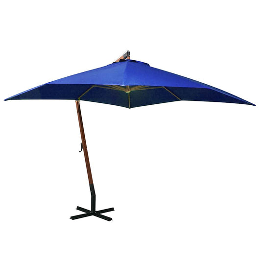 Hanging Garden Parasol with Pole Azure Blue 3x3 m Solid Fir Wood