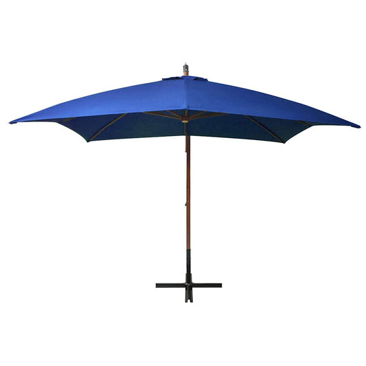 Hanging Garden Parasol with Pole Azure Blue 3x3 m Solid Fir Wood