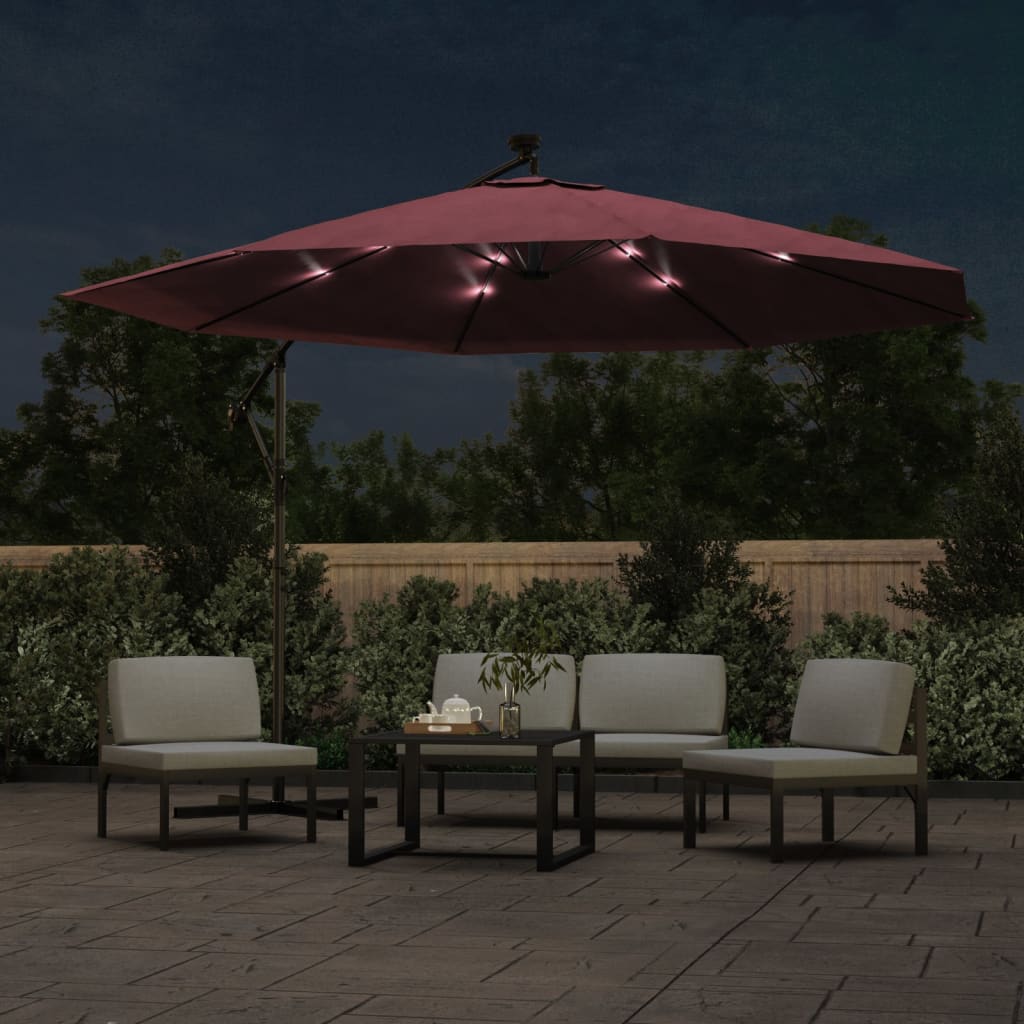 Cantilever Garden Parasol | Bordeaux Red | Polyester Fabric, Metal