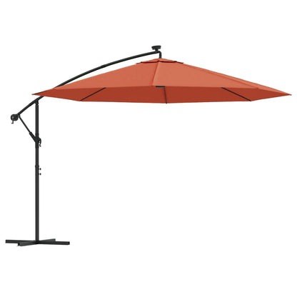 Cantilever Garden Parasol with LED Lights Terracotta 350 cm