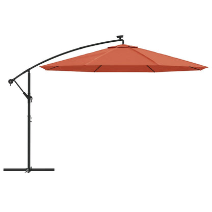 Cantilever Garden Parasol with LED Lights Terracotta 350 cm
