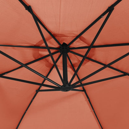 Cantilever Garden Parasol with LED Lights Terracotta 350 cm