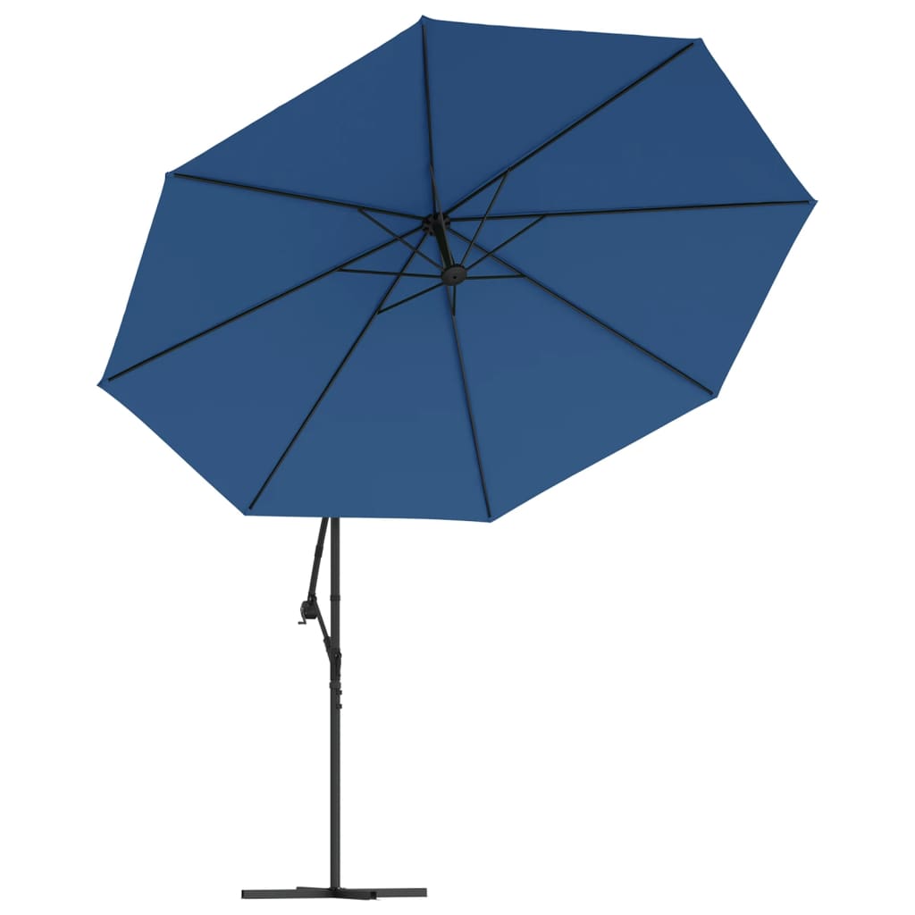 Cantilever Garden Parasol with LED Lights Azure Blue 350 cm