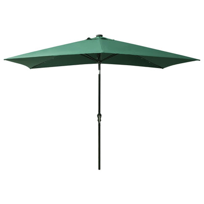 Garden Parasol with LEDs and Steel Pole Green 6.6'x9.8'