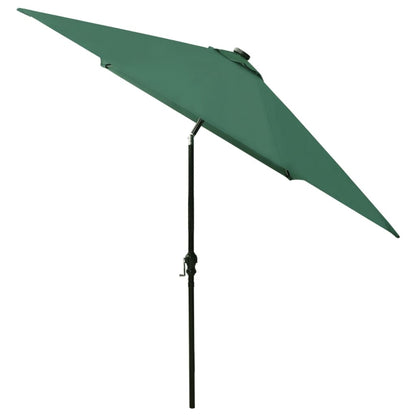 Garden Parasol with LEDs and Steel Pole Green 6.6'x9.8'