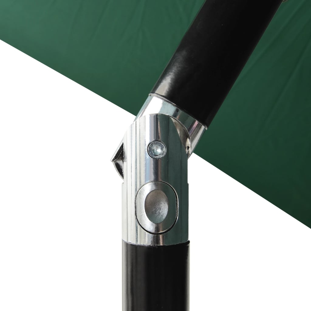 Garden Parasol with LEDs and Steel Pole Green 6.6'x9.8'
